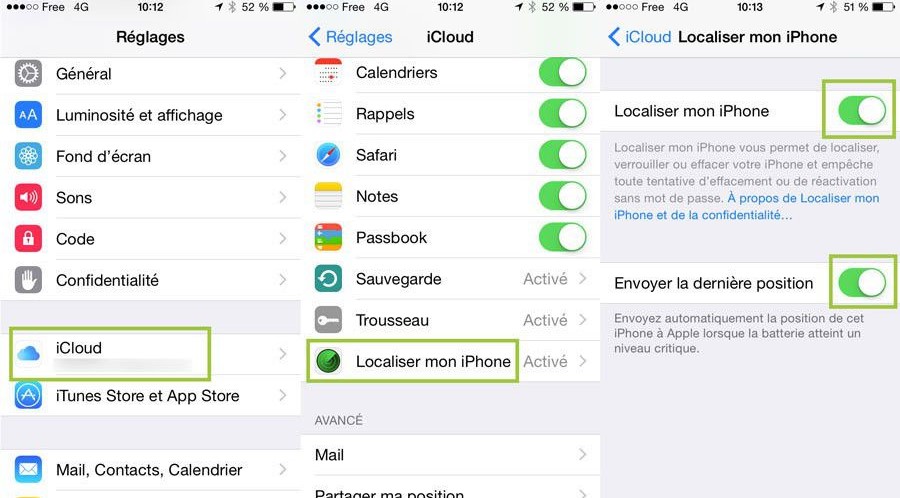 Reglages Iphone