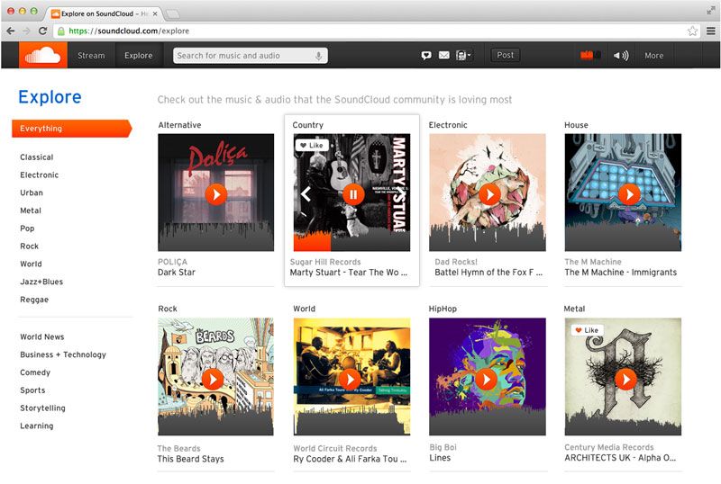 Interface Soundcloud
